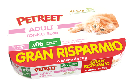 PETREET GATTO ADULT A06 TONNO ROSA FAGIOLINI 6x70GR (lattina) MULTIPACK