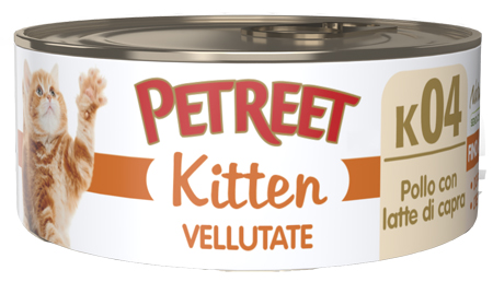 PETREET GATTO KITTEN K04 VELLUTATE POLLO LATTE DI CAPRA 60GR (lattina)