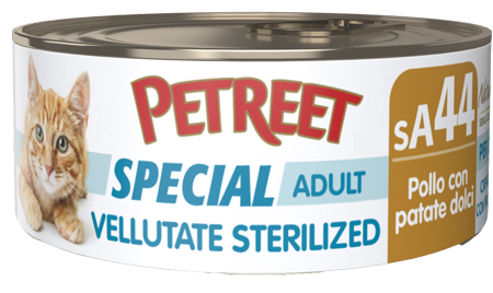 Petreet Gatto Special Adult SA44 Vellutate Sterilized Pollo Patate Dolci 70GR (Lattina)