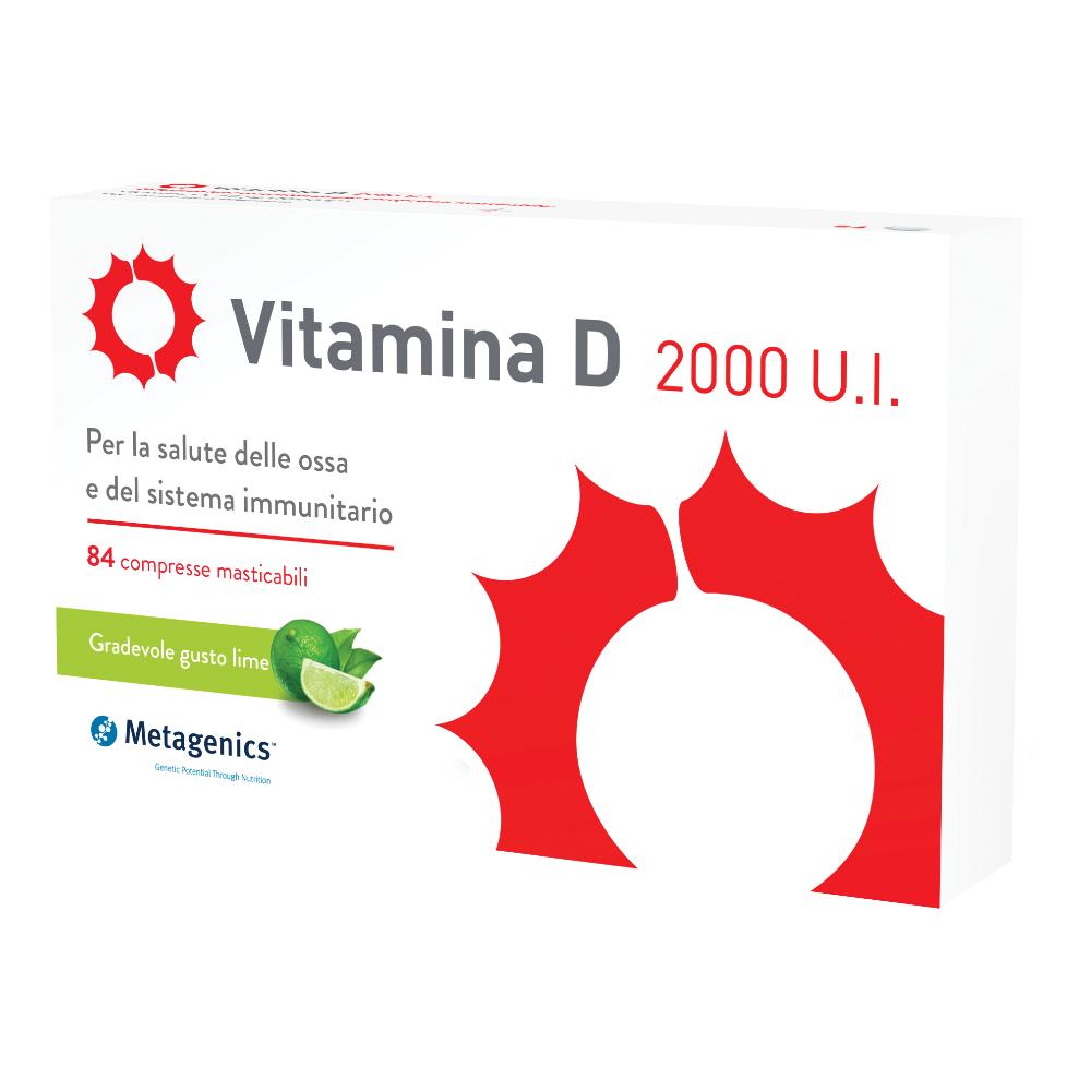 Metagenics Vitamina D 2000 U.I. - Integratore Sistema Immunitario - Per la Salute delle Ossa - 84 Compresse Masticabile-image