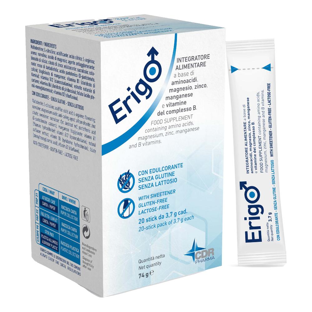 Erigo 20 Stick Integratore Alimentare per Uomo con Arginina, Citrullina, Zinco, Norvalina, Magnesio e Vitamine del Complesso B-image